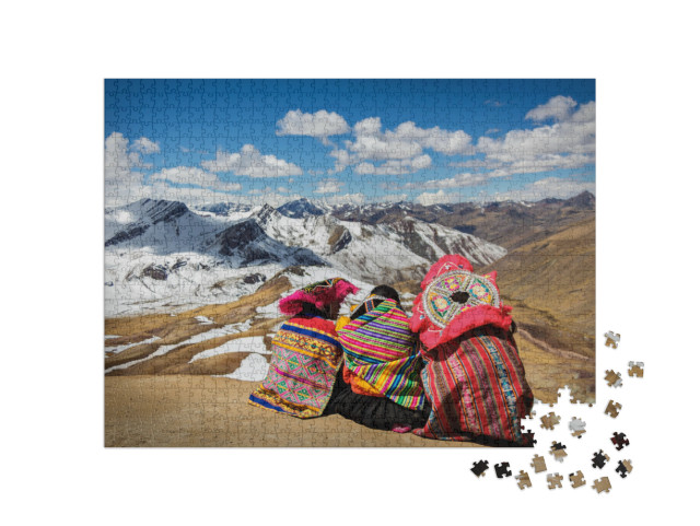 Persons Contemplating the Andes in Peru... Jigsaw Puzzle with 1000 pieces