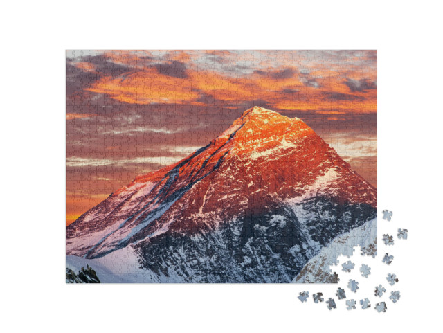 Evening Colored View of Mount Everest from Gokyo Ri, Khum... Jigsaw Puzzle with 1000 pieces