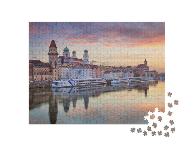 Passau. Passau Skyline During Sunset, Bavaria, Germany... Jigsaw Puzzle with 1000 pieces