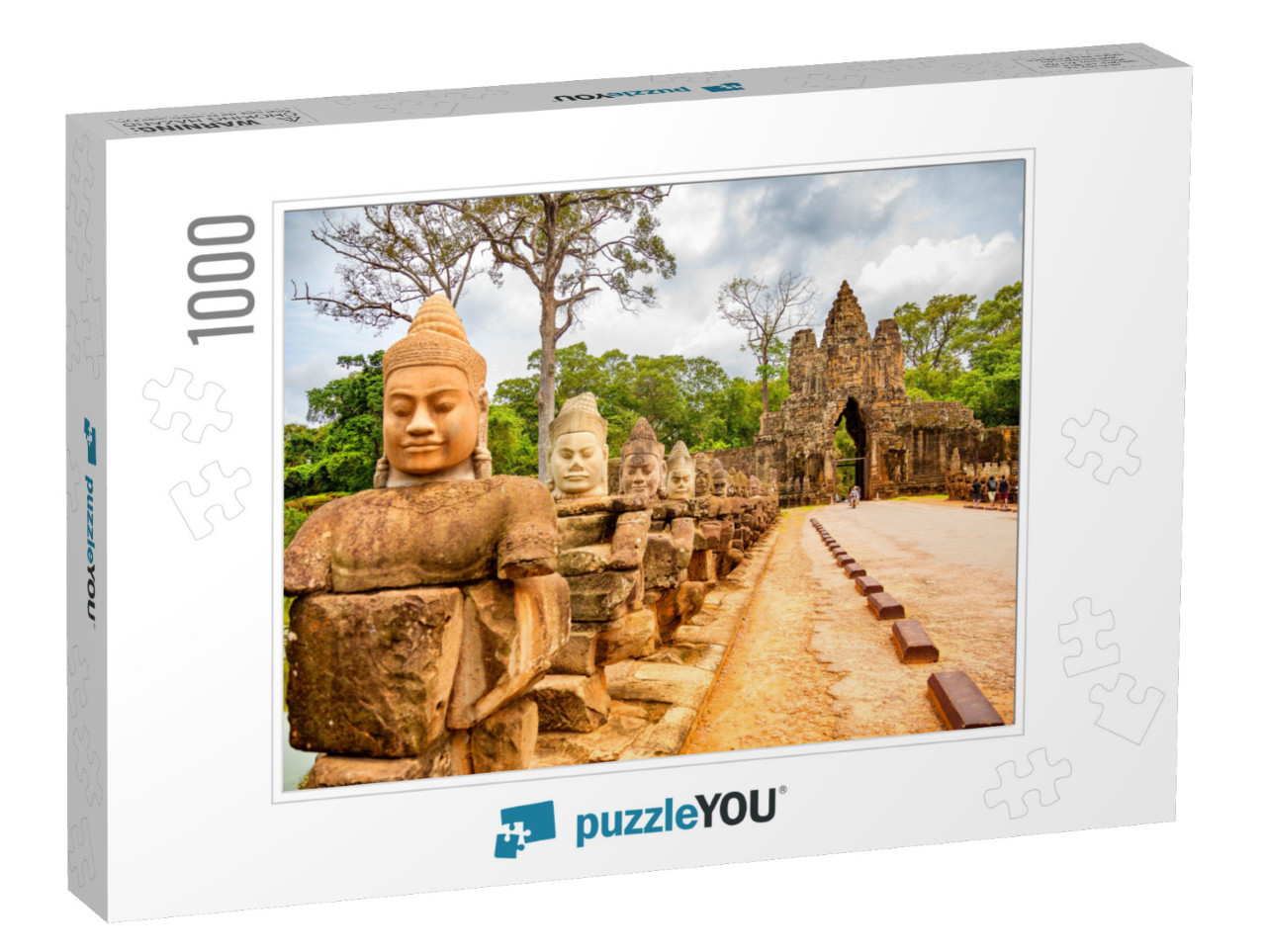 Row of Sculptures in the South Gate of Angkor Thom Comple... Jigsaw Puzzle with 1000 pieces