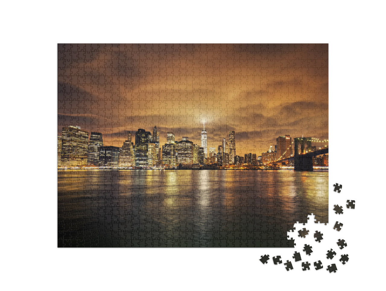 Manhattan At Sunset, New York City. View from Brooklyn... Jigsaw Puzzle with 1000 pieces