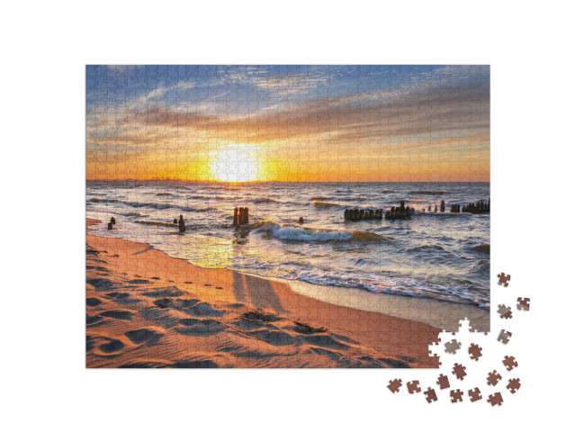 Sunset on the Beach At Baltic Sea in Poland... Jigsaw Puzzle with 1000 pieces