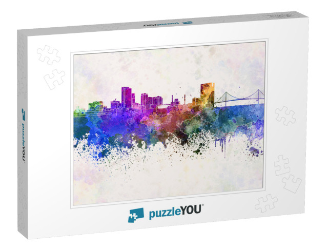 Toledo Skyline in Watercolor Background... Jigsaw Puzzle