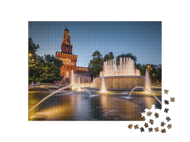 Sforza Castle Castello Sforzesco with Beautiful Fountain... Jigsaw Puzzle with 1000 pieces