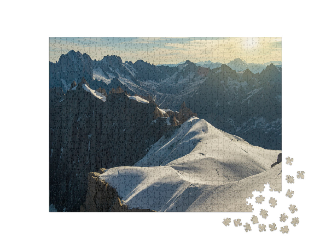 Mont Blanc Massif, Mountain Range in the Alps on the Bord... Jigsaw Puzzle with 1000 pieces