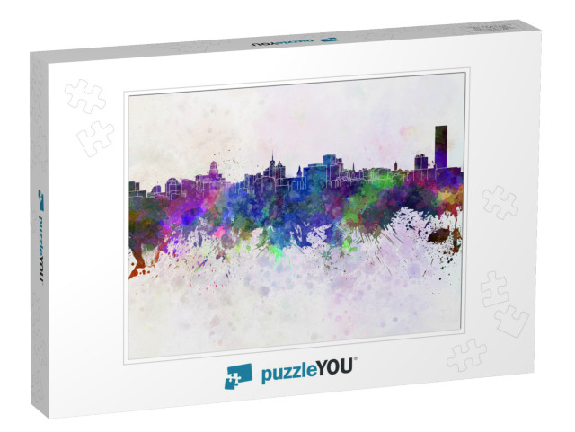 Buffalo Skyline in Watercolor Background... Jigsaw Puzzle