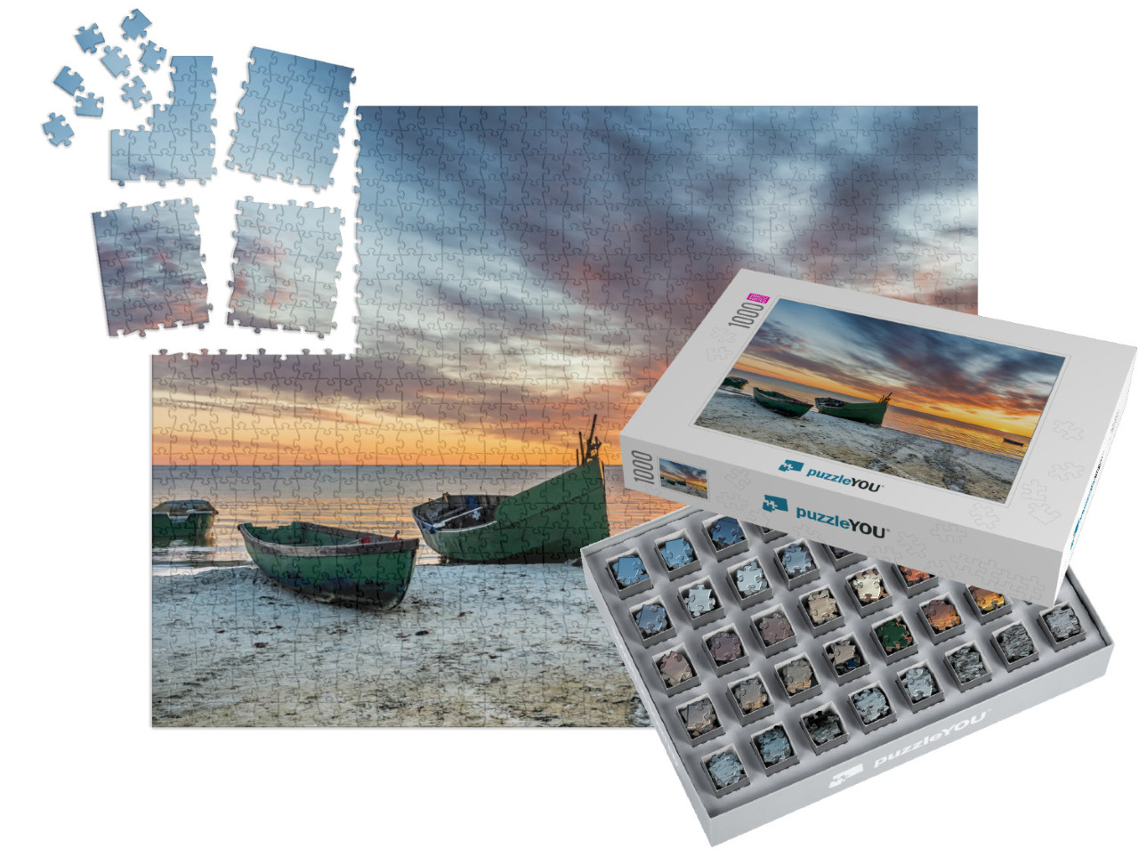 Anchored Fishing Boat on Sandy Beach of the Baltic Sea... | SMART SORTED® | Jigsaw Puzzle with 1000 pieces