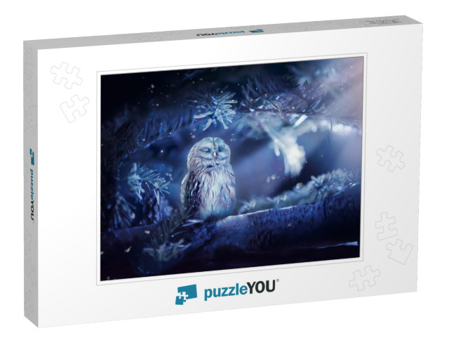 Sleeping Owl in Fantasy Enchanted Fairy Tale Spruce Fores... Jigsaw Puzzle