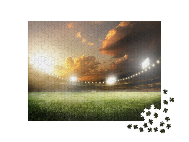 Empty Sunset Grand Soccer Arena in the Lights... Jigsaw Puzzle with 1000 pieces