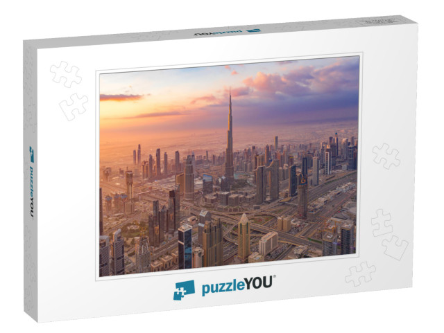 Aerial View of Burj Khalifa in Dubai Downtown Skyline & H... Jigsaw Puzzle