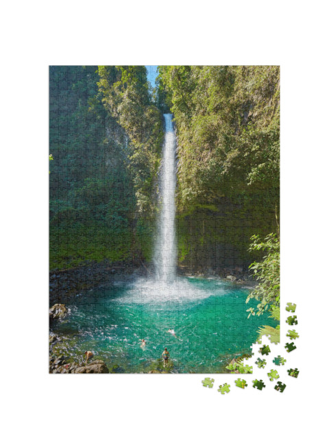 La Fortuna Waterfall, Waterfall with Emerald Pool in Rain... Jigsaw Puzzle with 1000 pieces