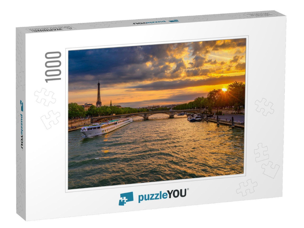 Sunset View of Eiffel Tower & Seine River in Paris, Franc... Jigsaw Puzzle with 1000 pieces