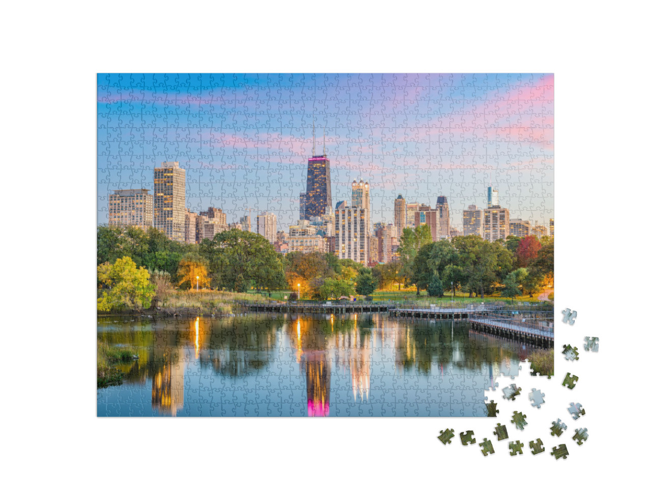 Chicago, Illinois, USA Downtown Skyline from Lincoln Park... Jigsaw Puzzle with 1000 pieces