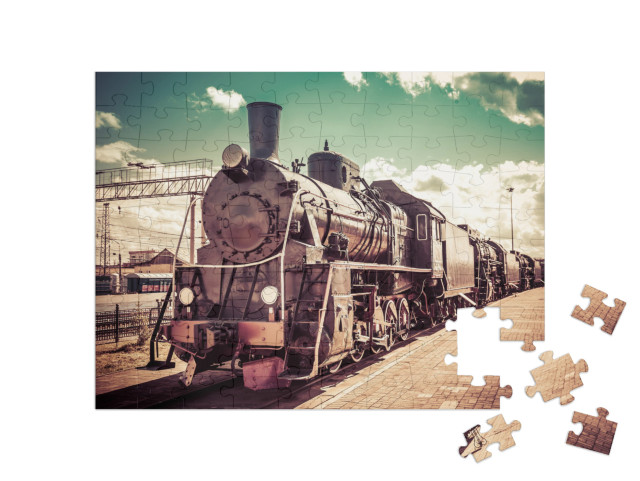 Old Steam Locomotive, Vintage Train... Jigsaw Puzzle with 100 pieces