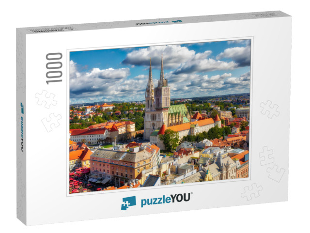 The Zagreb Cathedral on Kaptol. Aerial View of the Centra... Jigsaw Puzzle with 1000 pieces