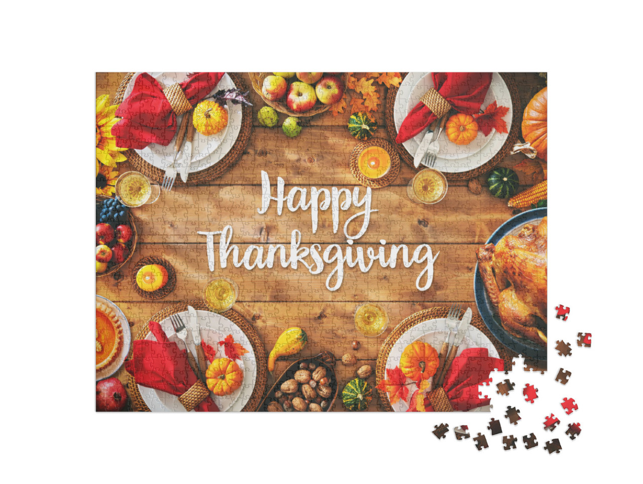 Thanksgiving Celebration Traditional Dinner Setting Meal... Jigsaw Puzzle with 1000 pieces