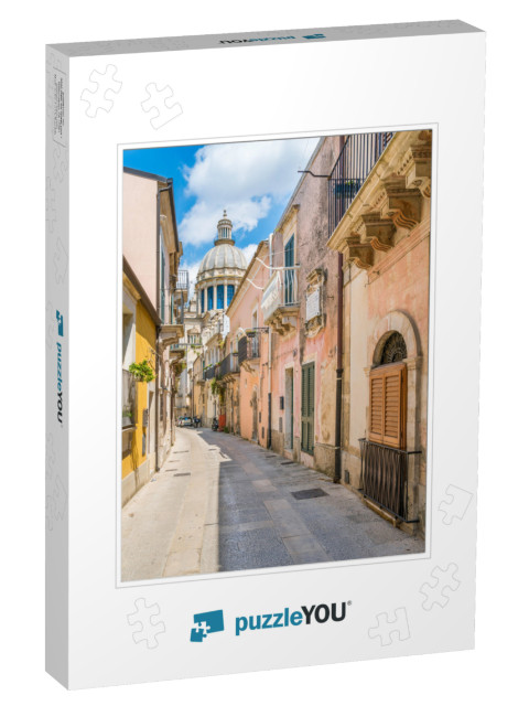 A Narrow & Picturesque Road in RagUSA Ibla with the Dome o... Jigsaw Puzzle