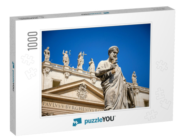 Statue of Saint Peter & Saint Peters Basilica At Backgrou... Jigsaw Puzzle with 1000 pieces