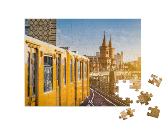 Panoramic View of Berliner U-Bahn with Oberbaum Bridge in... Jigsaw Puzzle with 100 pieces