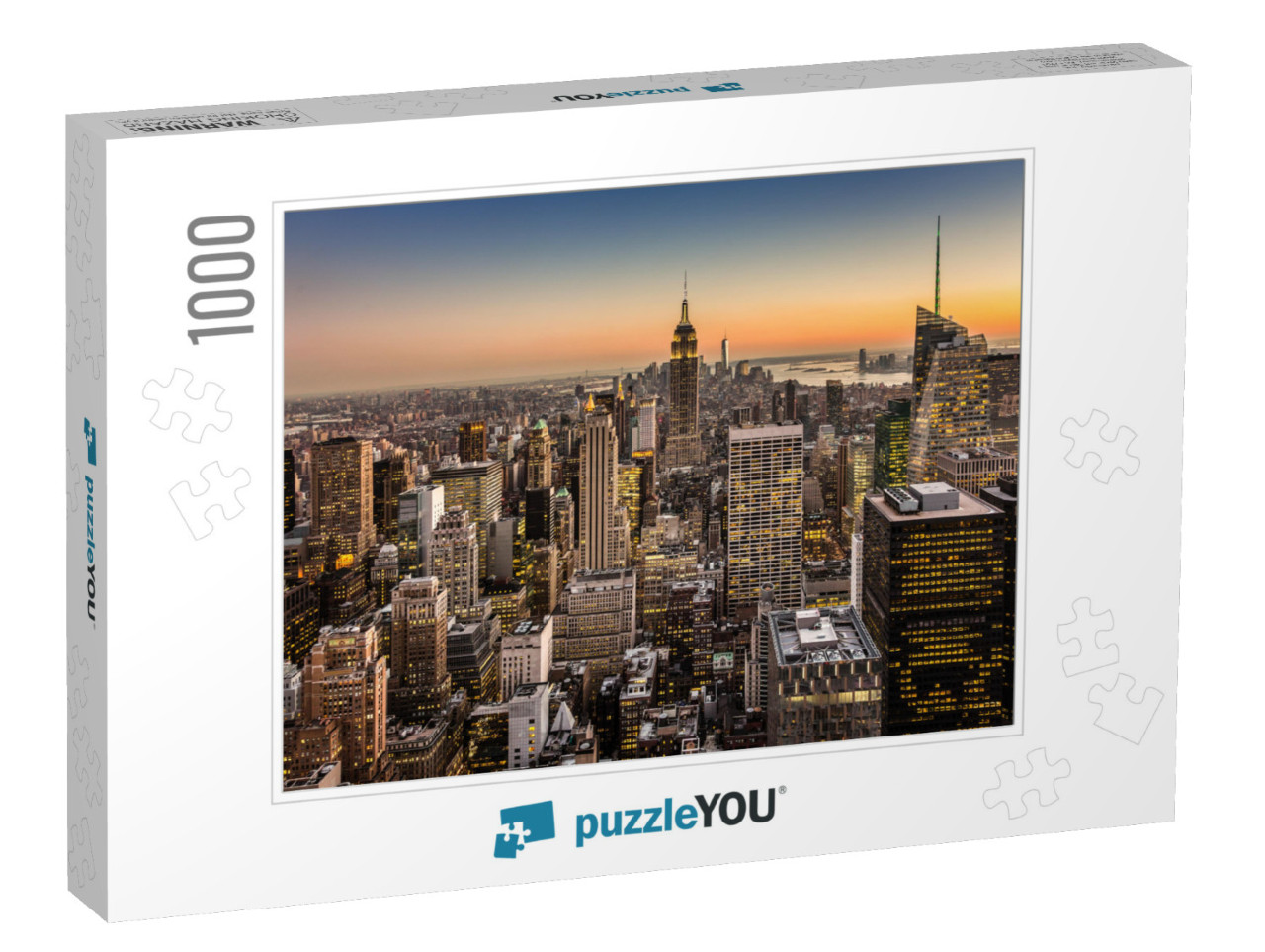 New York City. Manhattan Downtown Skyline with Illuminate... Jigsaw Puzzle with 1000 pieces