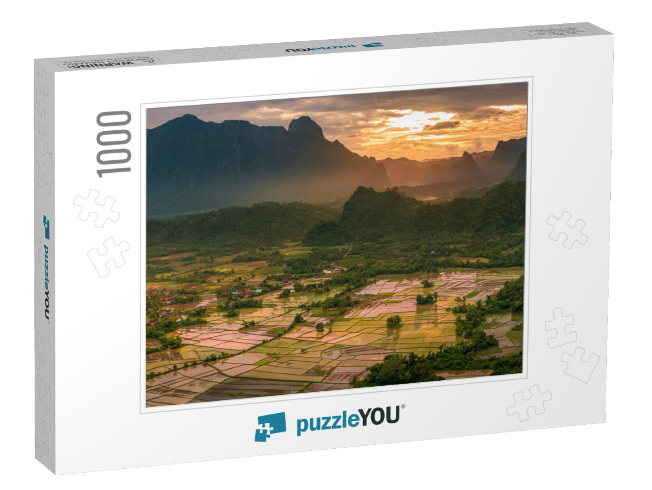 Sunset on the Rice Fields Taken from Pha Ngern View Point... Jigsaw Puzzle with 1000 pieces