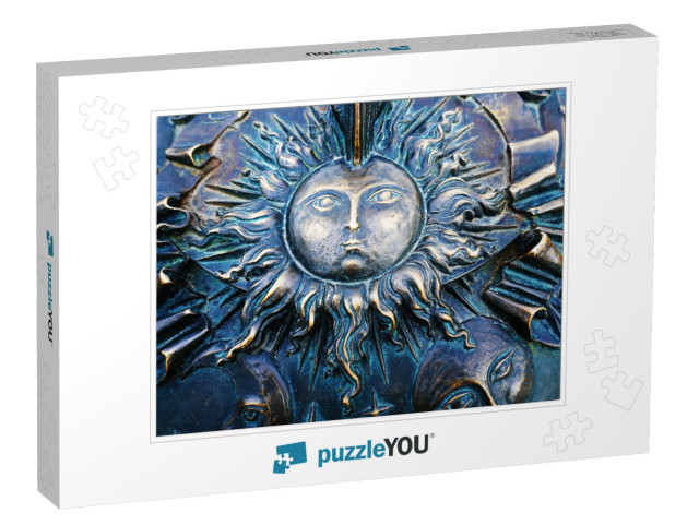 Sun Face & Moon with Rays. Celestial Objects Talk of the... Jigsaw Puzzle