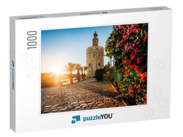 Torre Del Oro, Meaning Golden Tower, in Seville, Spain is... Jigsaw Puzzle with 1000 pieces