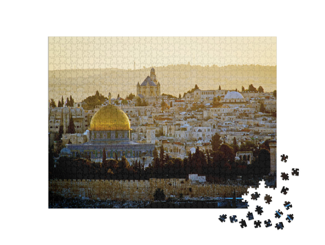 Old City Jerusalem in a Sunset Haze Mount Zion Abbey, Whe... Jigsaw Puzzle with 1000 pieces