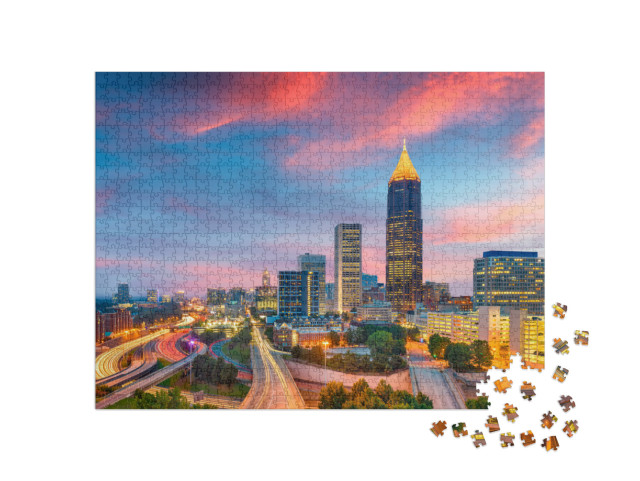 Atlanta, Georgia, USA Downtown & Midtown Skyline At Dusk... Jigsaw Puzzle with 1000 pieces