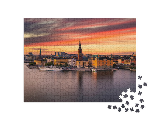 Scenic Panoramic View of Gamla Stan, in the Old Town in S... Jigsaw Puzzle with 1000 pieces