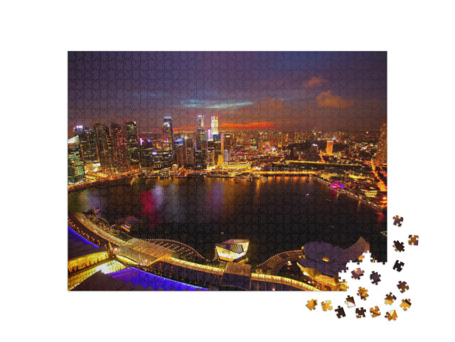 Panorama of Singapore from Roof Marina Bay Hotel, in the... Jigsaw Puzzle with 1000 pieces