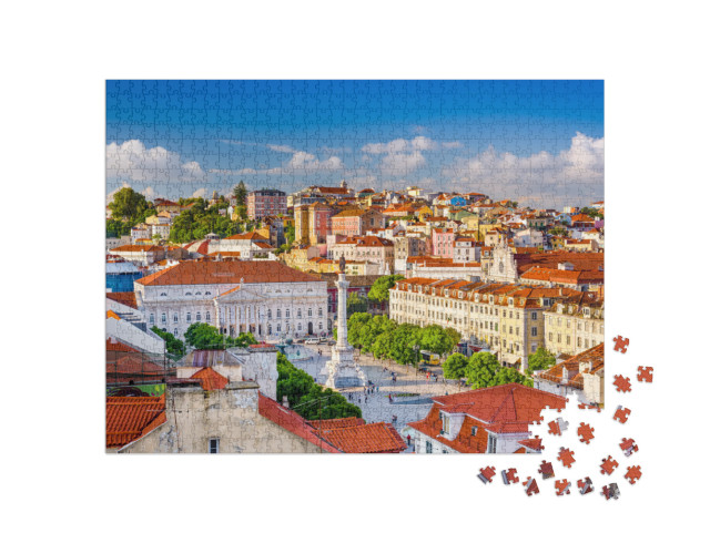 Lisbon, Portugal Skyline View Over Rossio Square... Jigsaw Puzzle with 1000 pieces