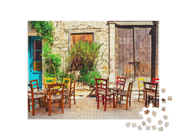 Cafe on the Old Street in Limassol, Cyprus. Travel & Vaca... Jigsaw Puzzle with 1000 pieces