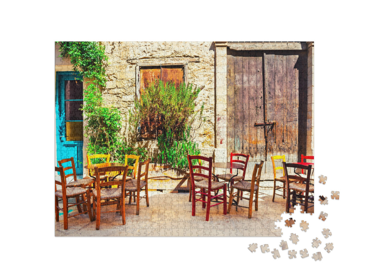 Cafe on the Old Street in Limassol, Cyprus. Travel & Vaca... Jigsaw Puzzle with 1000 pieces