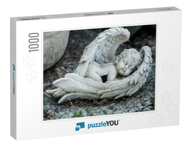 Closeup of Stoned Angel on Tomb in Cemetery... Jigsaw Puzzle with 1000 pieces