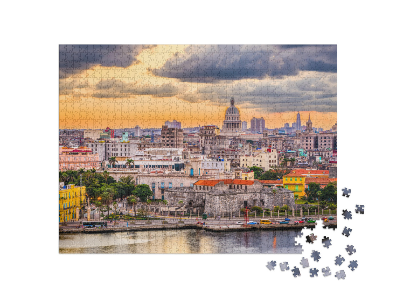 Havana, Cuba Downtown Skyline At Dusk... Jigsaw Puzzle with 1000 pieces