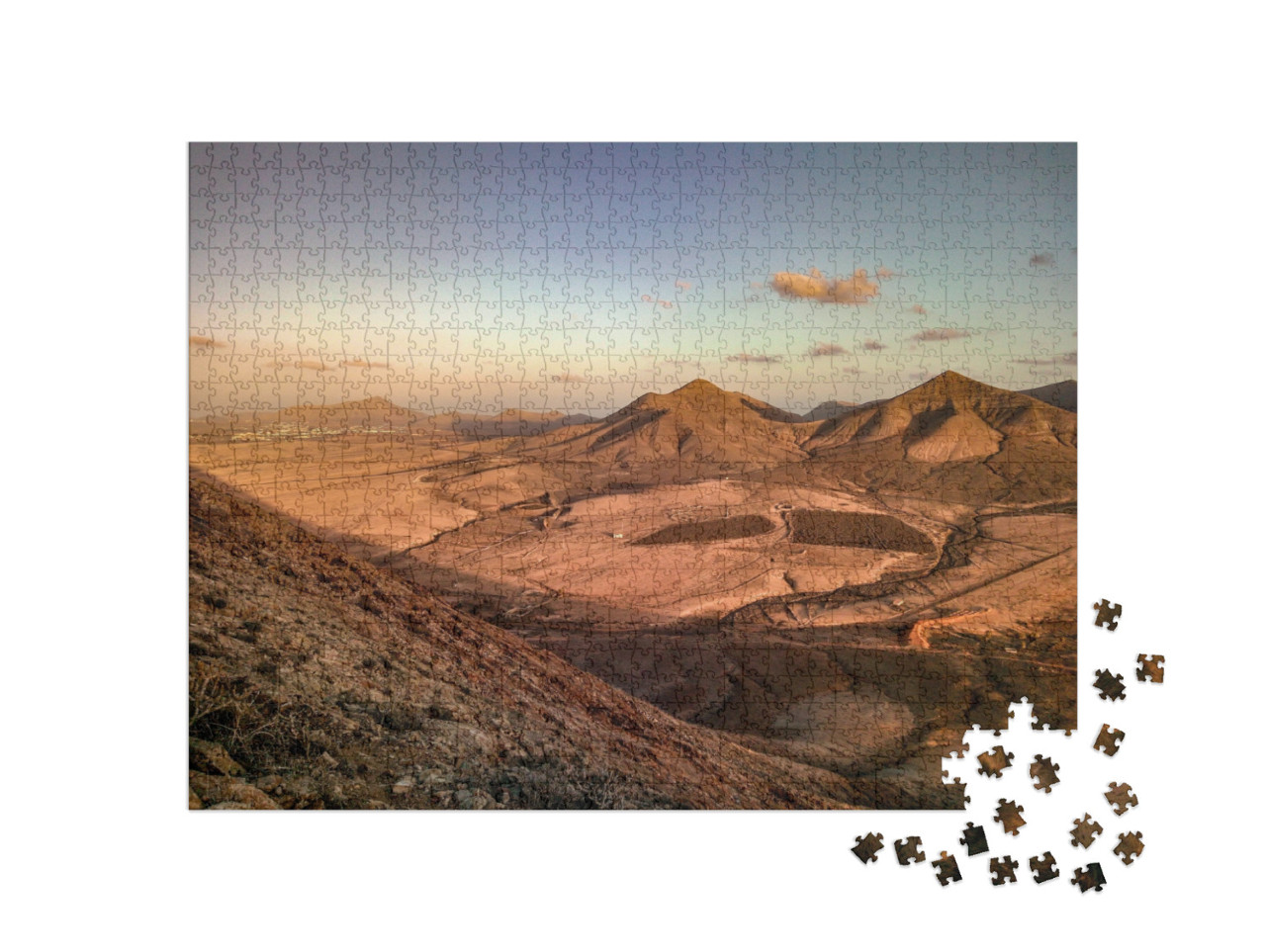 Panoramic View with Vulcanic Mountains in Fuerteventura... Jigsaw Puzzle with 1000 pieces