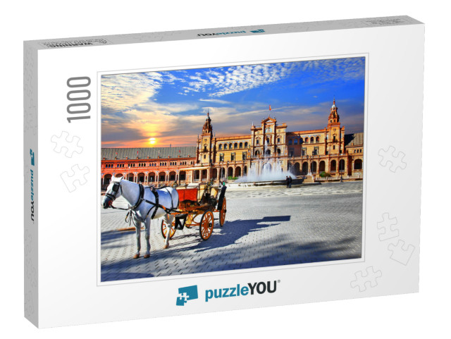 Landmarks of Spain - Piazza Espana in Seville, Andalusia... Jigsaw Puzzle with 1000 pieces