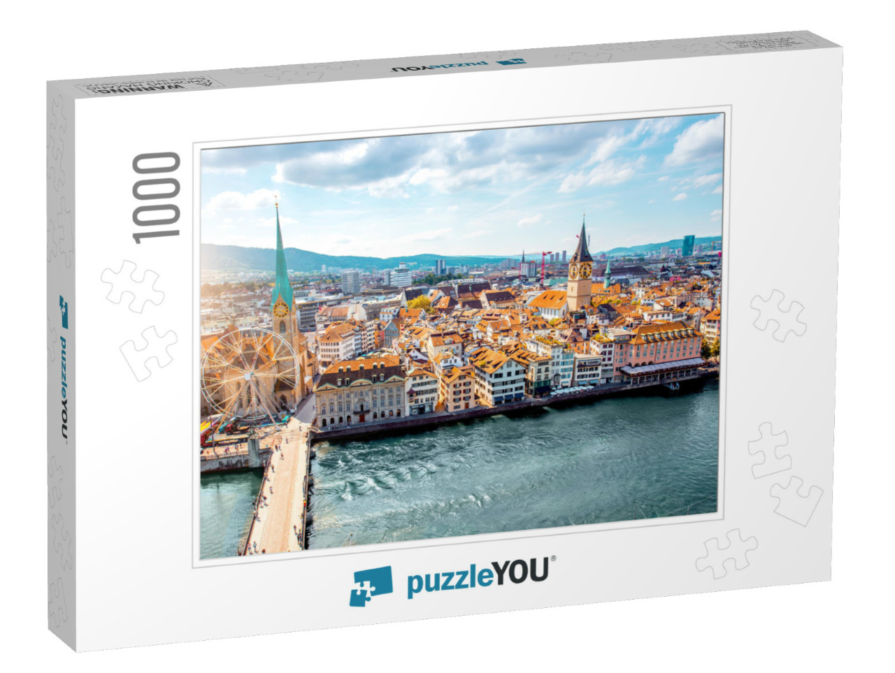 Aerial Panoramic Cityscape View on the Old Town of Zurich... Jigsaw Puzzle with 1000 pieces