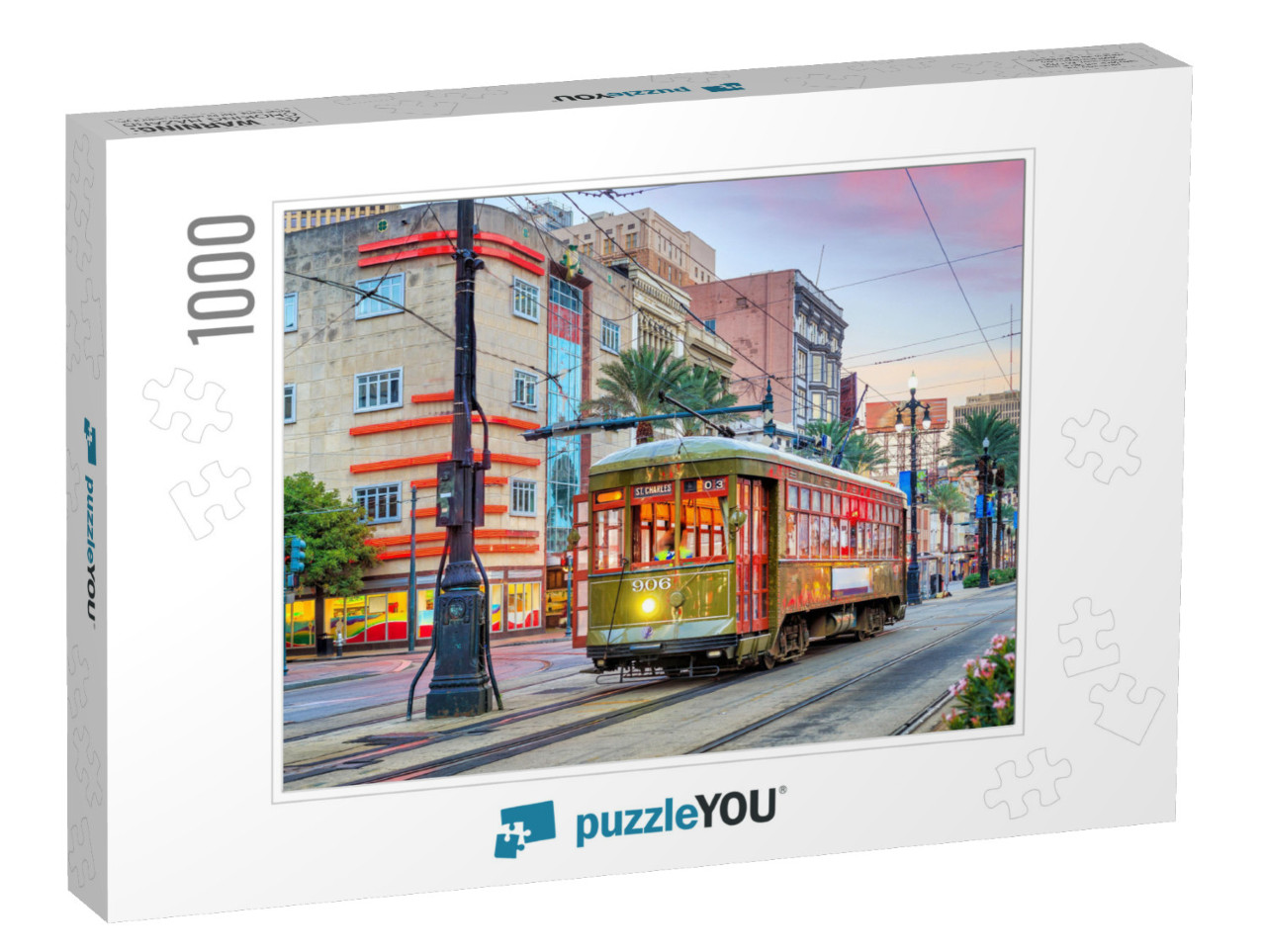 Streetcar in Downtown New Orleans, USA At Twilight... Jigsaw Puzzle with 1000 pieces