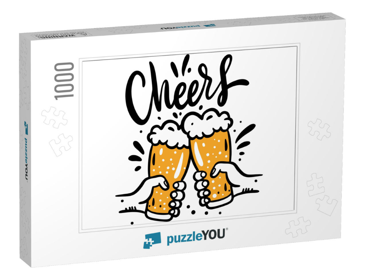 Beer Glasses Mug Hand Drawn Vector Illustration. Cheers L... Jigsaw Puzzle with 1000 pieces