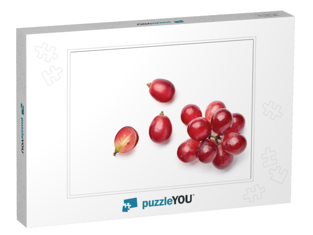 Flat Lay Top View of Red Grape on White Background... Jigsaw Puzzle