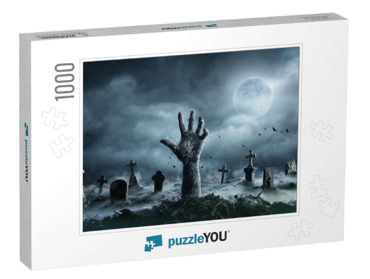 Zombie Hand Rising Out of a Graveyard in Spooky Night... Jigsaw Puzzle with 1000 pieces