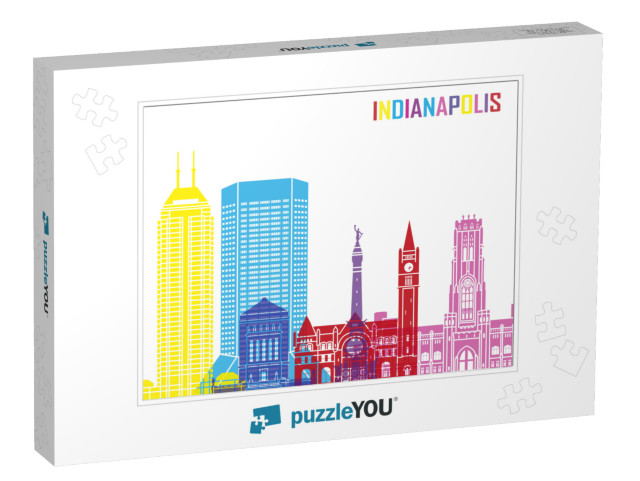 Indianapolis Skyline Pop in Editable Vector File... Jigsaw Puzzle