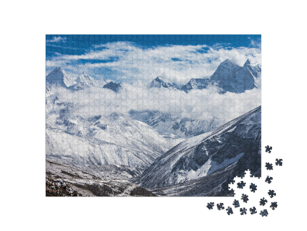 Mountains in Everest Region, Himalaya, East Nepal... Jigsaw Puzzle with 1000 pieces