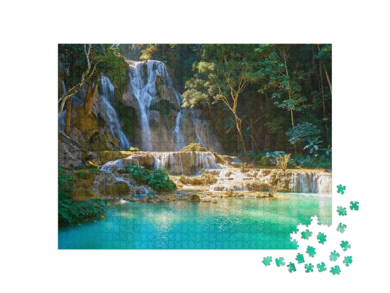 Kuang Si Waterfalls in Luang Probang Laos... Jigsaw Puzzle with 1000 pieces