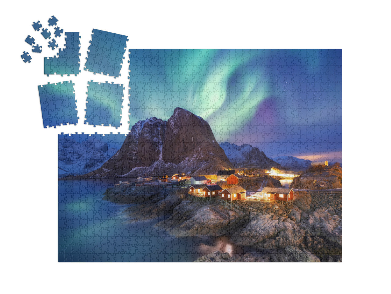 Aurora Borealis on the Lofoten Islands, Norway. Green Nor... | SMART SORTED® | Jigsaw Puzzle with 1000 pieces