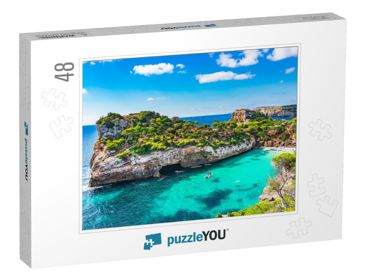 Spain Mediterranean Sea, Majorca Beach of Cala Moro Beaut... Jigsaw Puzzle with 48 pieces