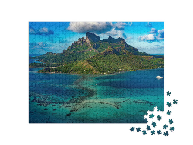 Bora Bora Aerial View Panorama Landscape French Polynesia... Jigsaw Puzzle with 1000 pieces