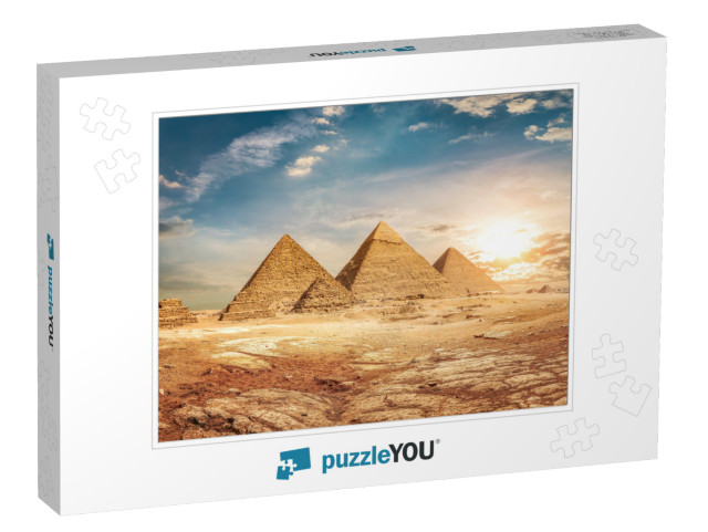 Egyptian Pyramids in Sand Desert & Sky... Jigsaw Puzzle